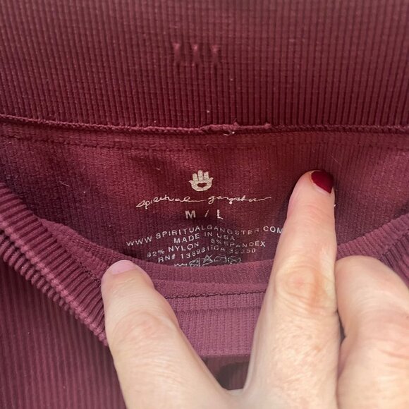Spiritual Gangster‎ Maroon Ribbed Leggings- M/L - Picture 3 of 3